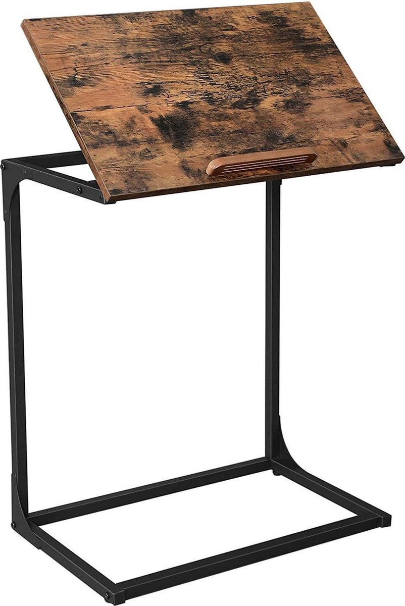 Nancys Silicon Laptoptafel - Bijzettafels - Industrieel - In Hoogte Verstelbaar - Vintage Bruin en Zwart - 55 x 35 x 66 cm